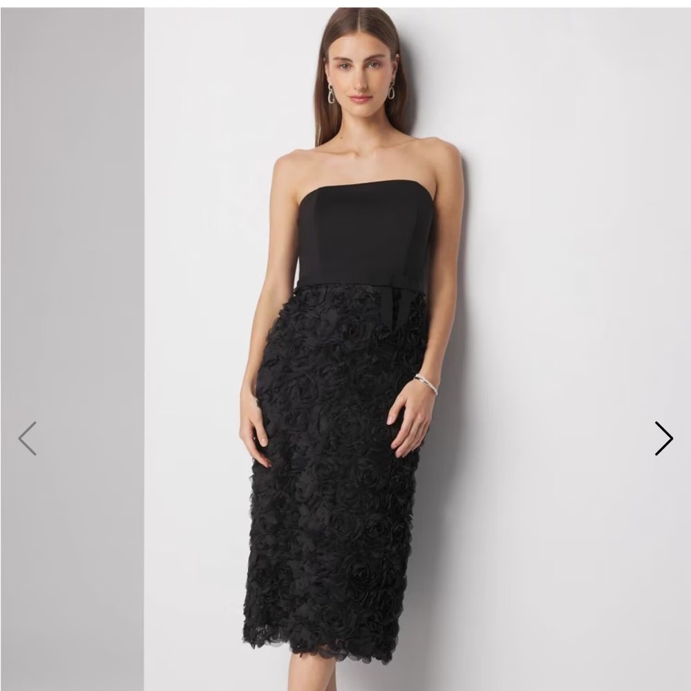 NWT White House Black Market Black Strapless Holiday Sheath Black Dress Size 8